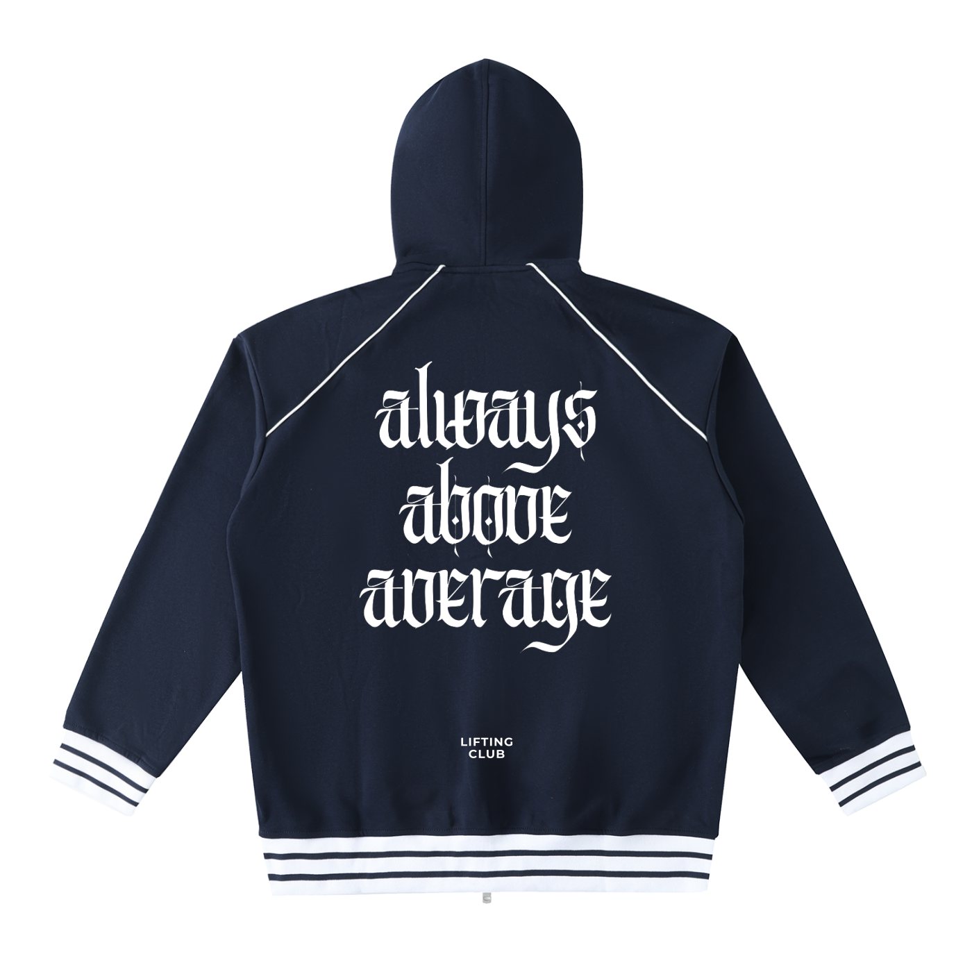 Striped Trim Zip-Up Hoodie