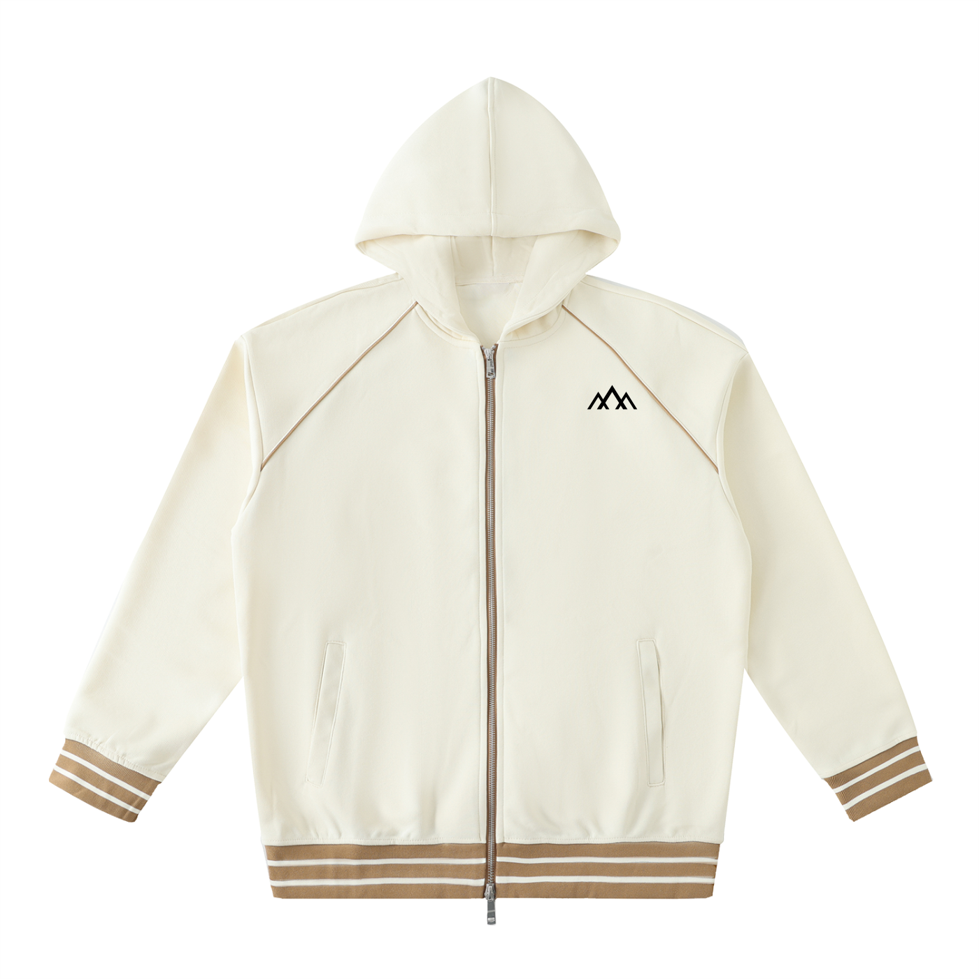 Striped Trim Zip-Up Hoodie